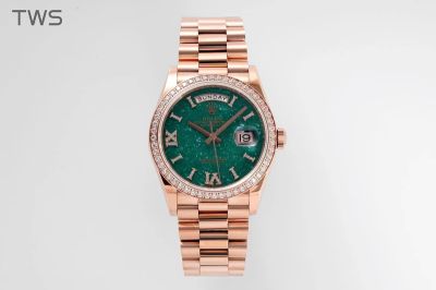 ROLEX Rose Gold Day-date Replica Automatic Movement High Quality Steel 36mm Green Watch